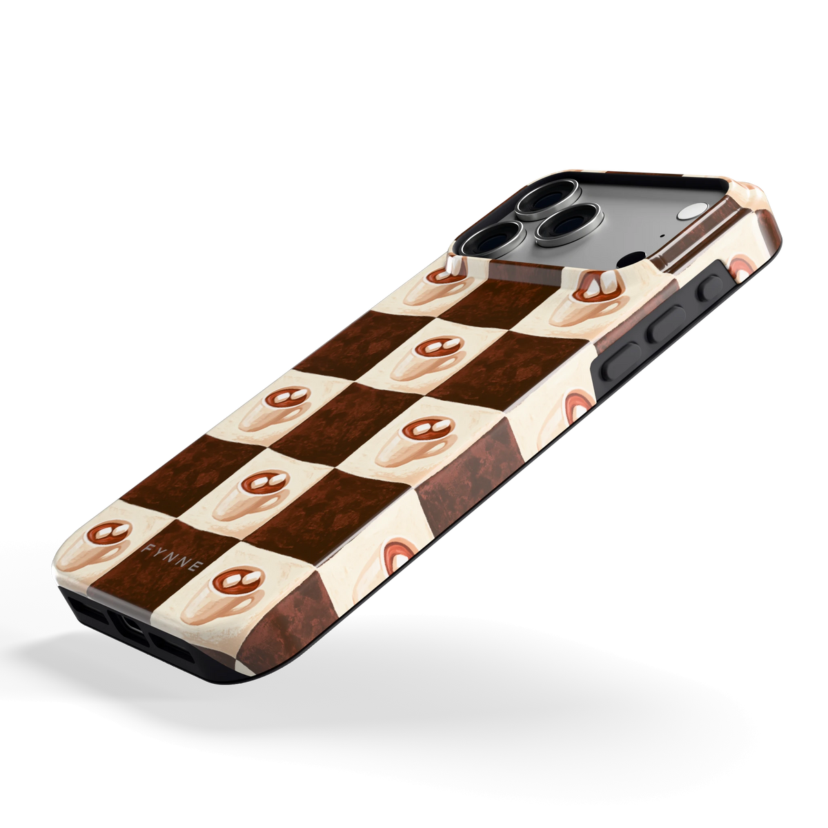Cacao Dambord hoesje voor iPhone 18 Pro Max, schuin
