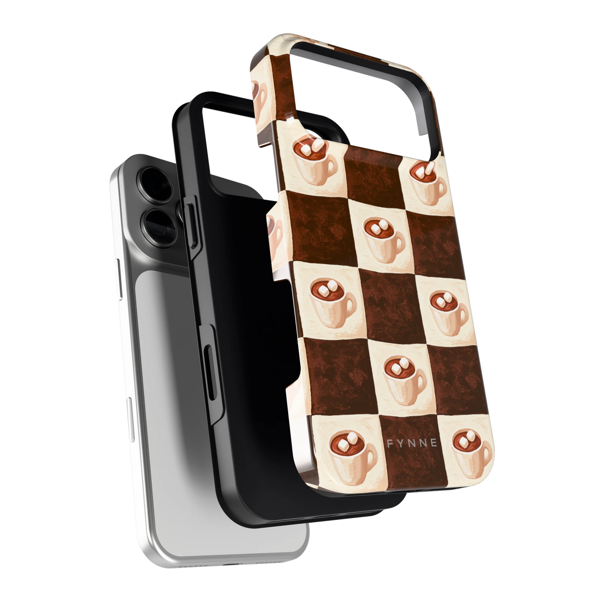Cacao Dambord hoesje voor iPhone 18 Pro Max, los van de telefoon