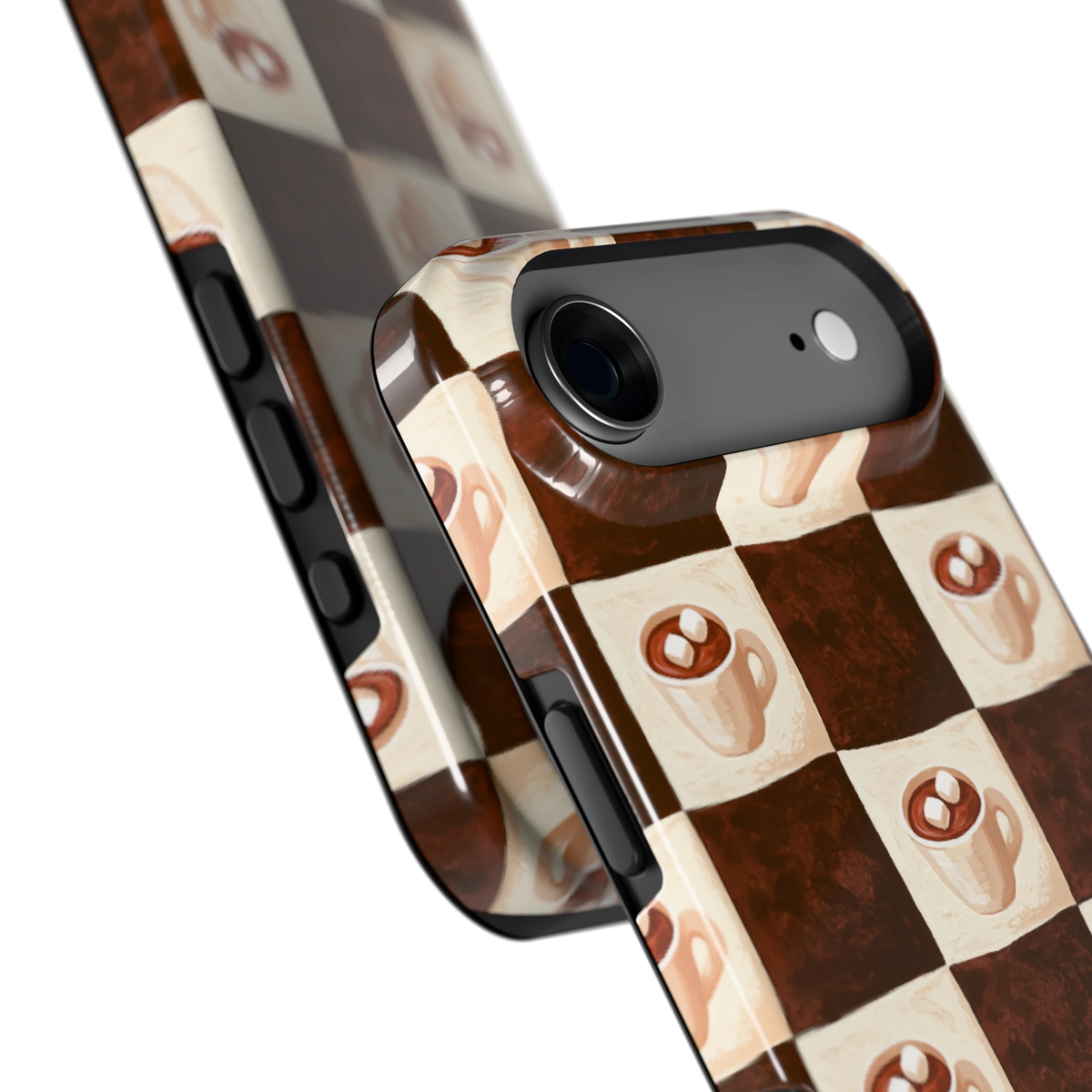 Cacao Dambord hoesje voor iPhone Air, close-up