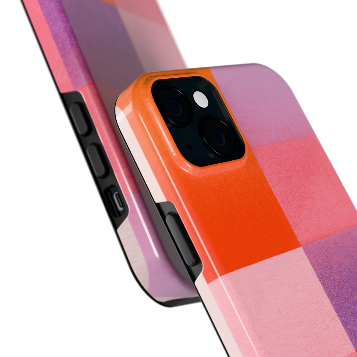 Kleurvlakken Korrel hoesje voor iPhone 15 Plus, close-up