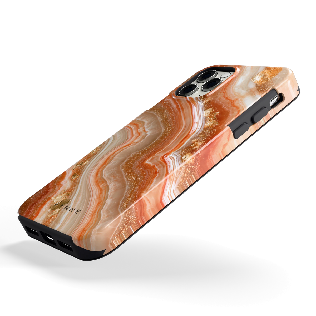 Koperen agaatstroom hoesje voor iPhone 11 Pro, schuin