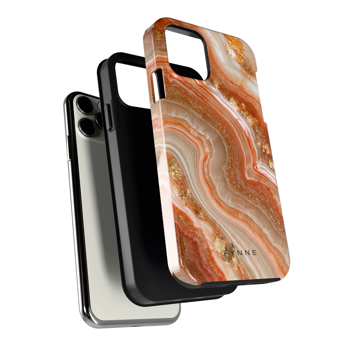 Koperen agaatstroom hoesje voor iPhone 11 Pro, los van de telefoon