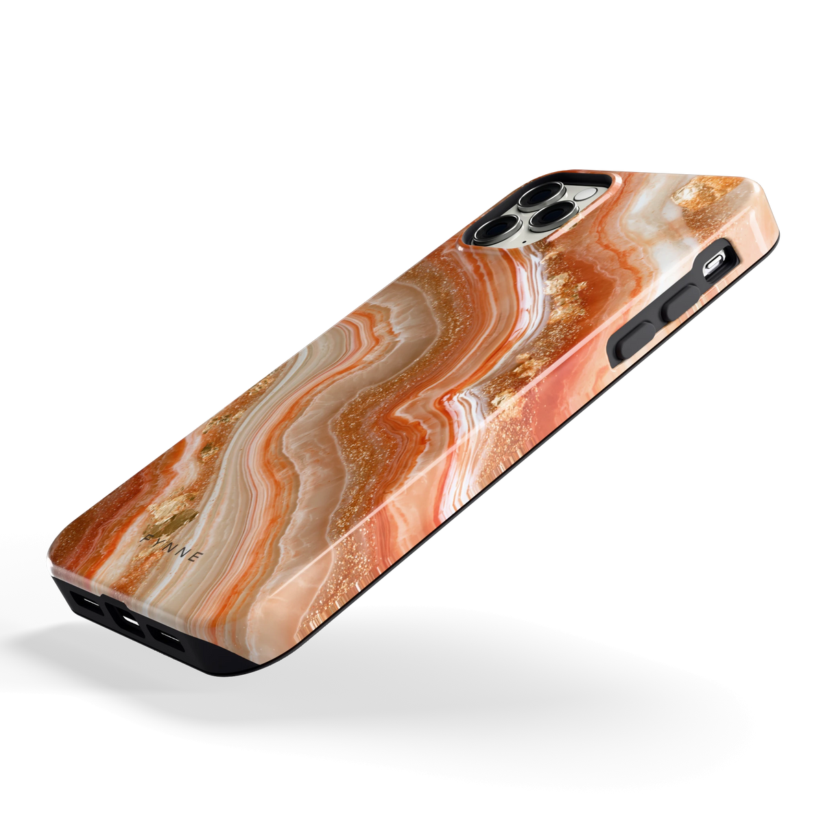 Koperen agaatstroom hoesje voor iPhone 11 Pro Max, schuin