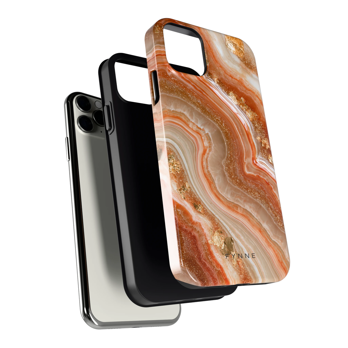 Koperen agaatstroom hoesje voor iPhone 11 Pro Max, los van de telefoon