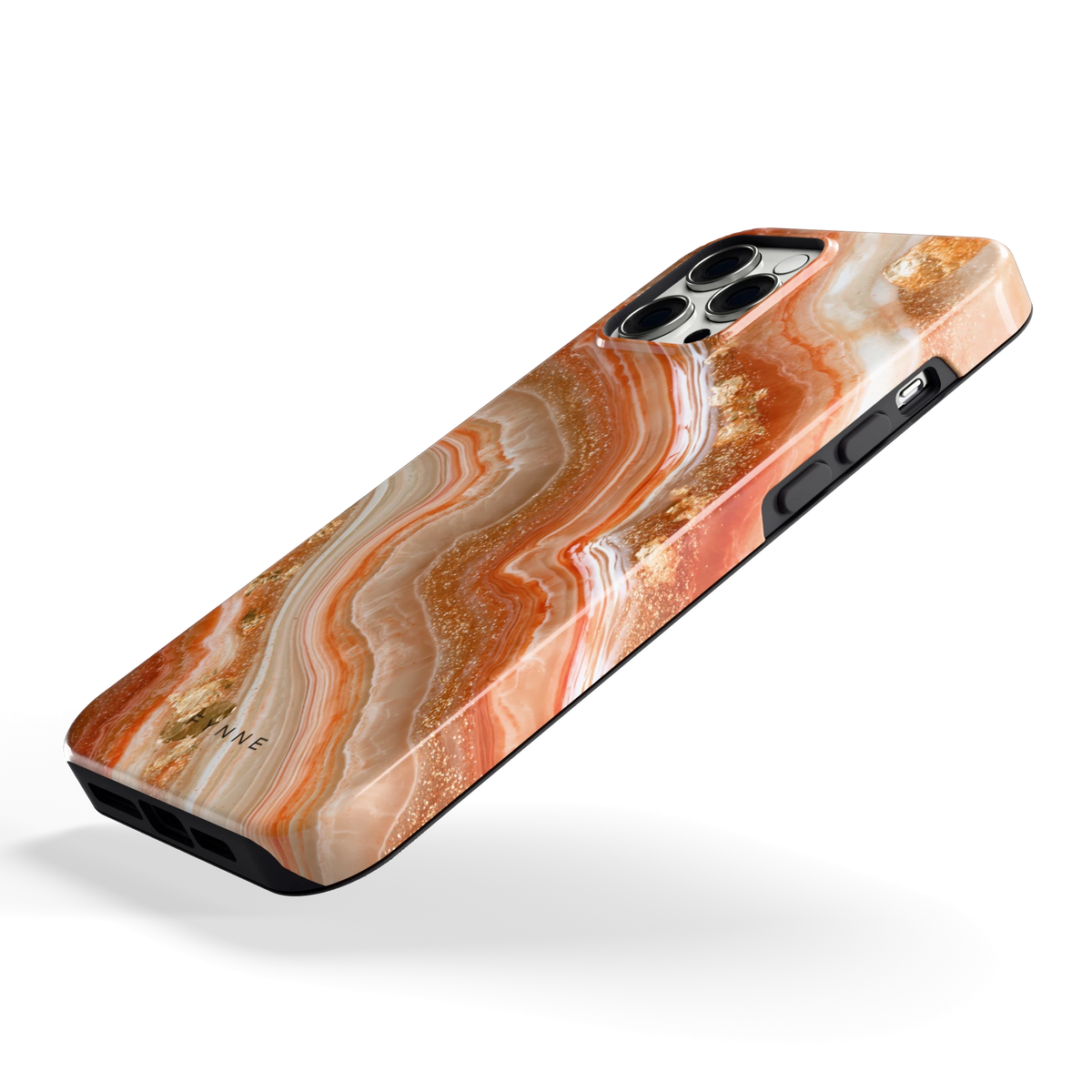 Koperen agaatstroom hoesje voor iPhone 12 Pro Max, schuin