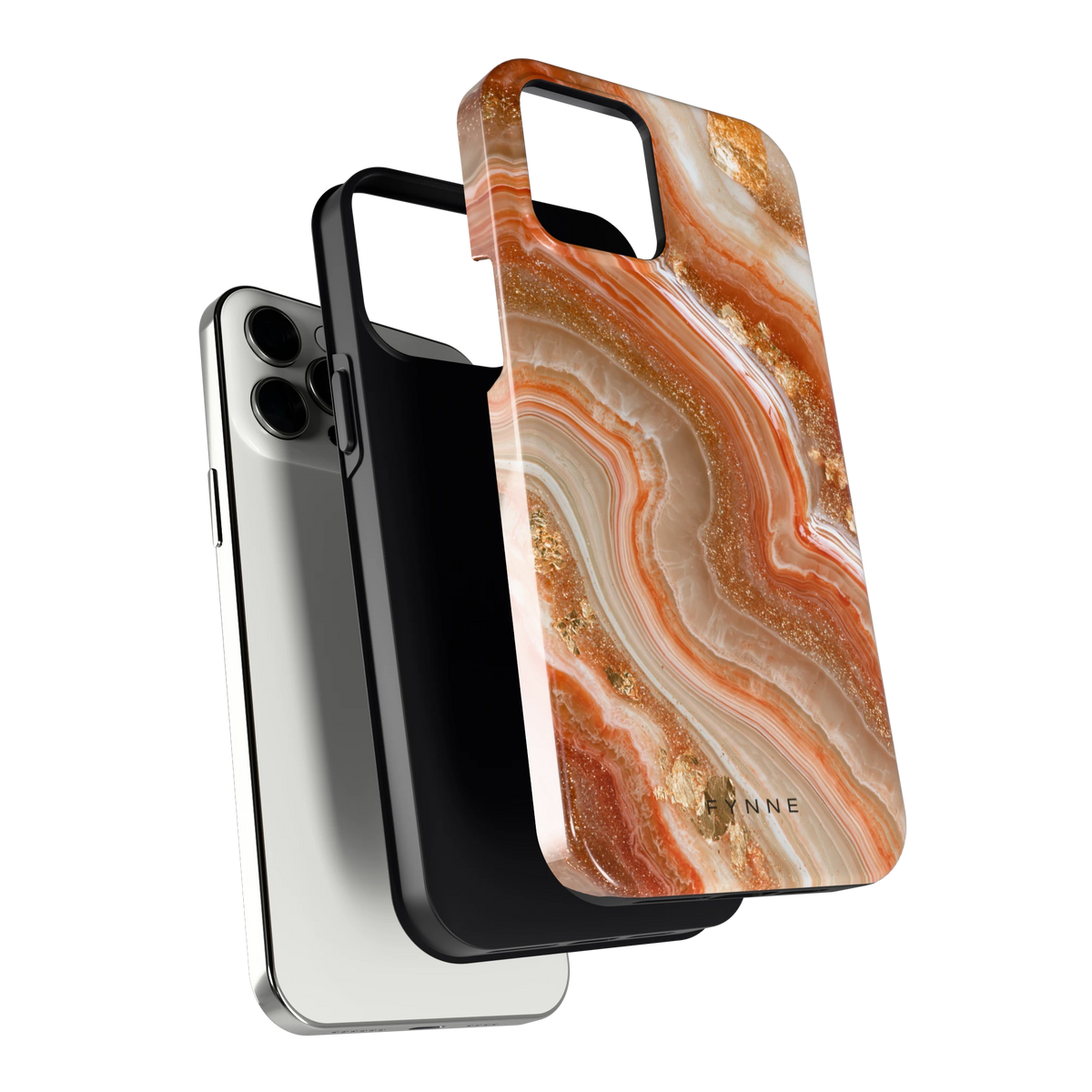 Koperen agaatstroom hoesje voor iPhone 12 Pro Max, los van de telefoon