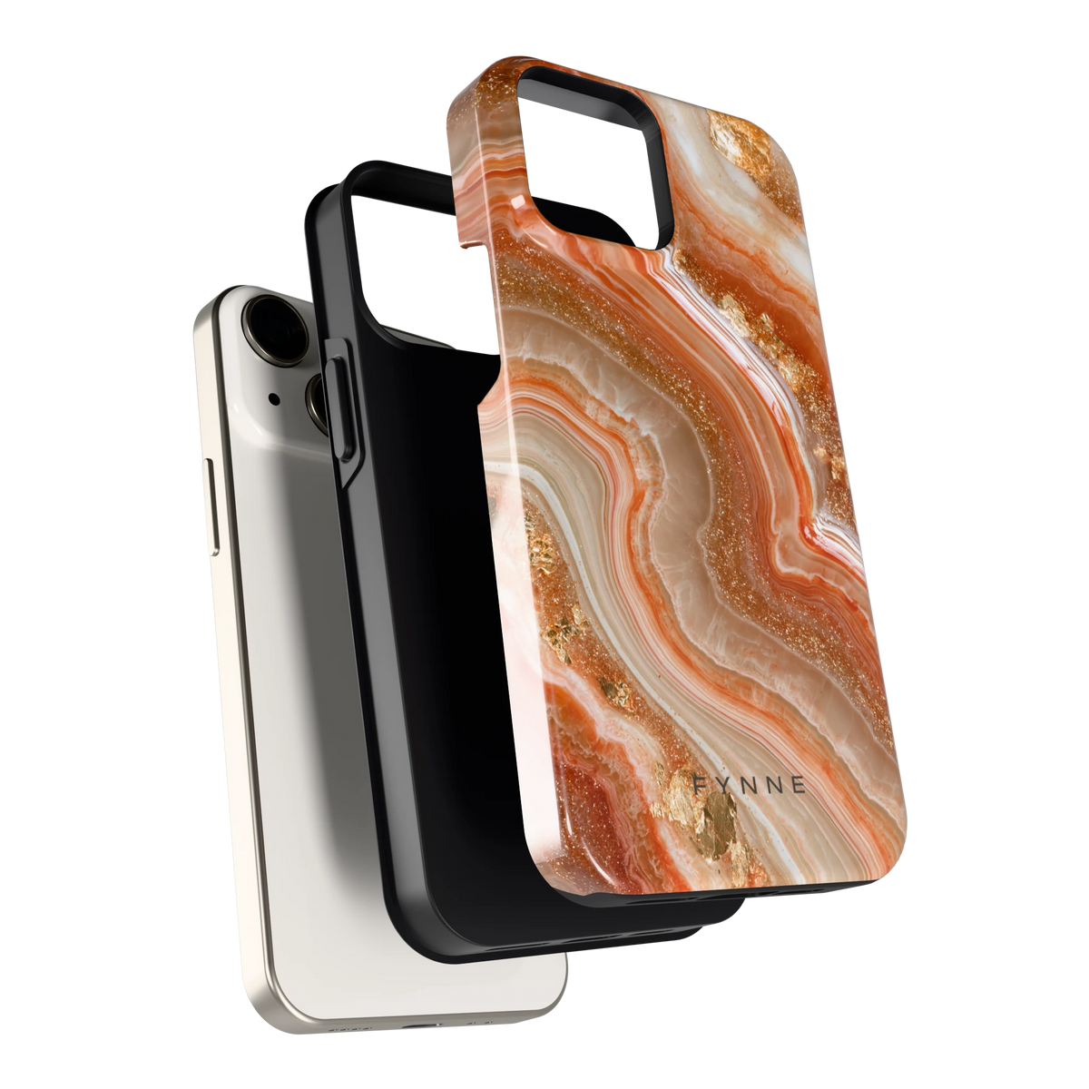 Koperen agaatstroom hoesje voor iPhone 13 mini, los van de telefoon