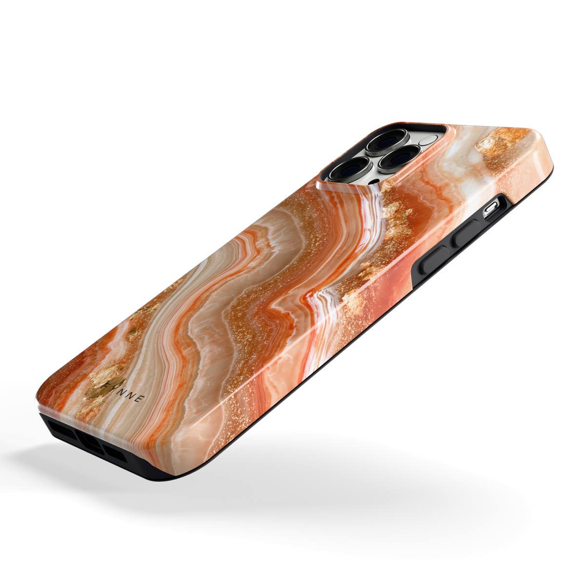 Koperen agaatstroom hoesje voor iPhone 13 Pro Max, schuin