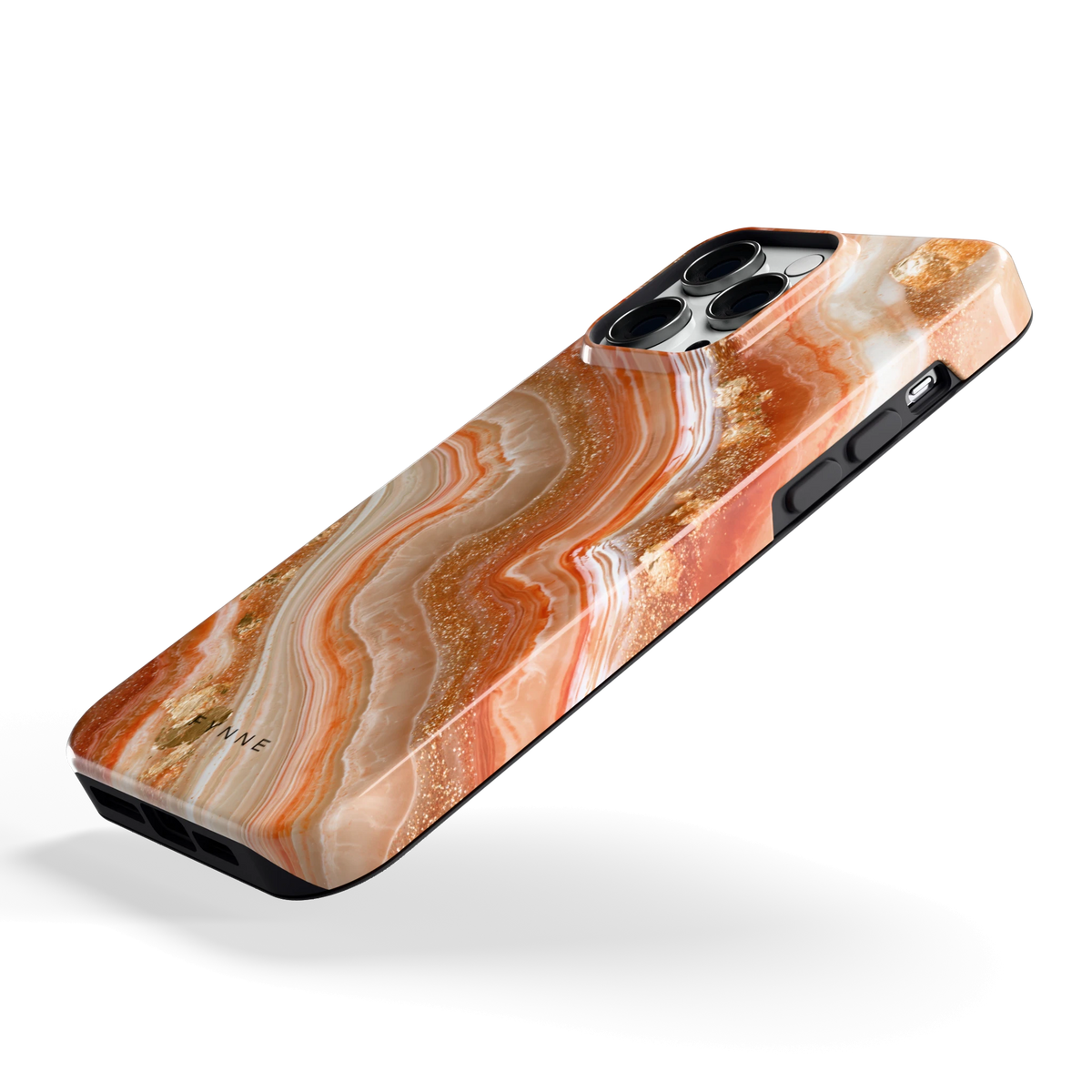Koperen agaatstroom hoesje voor iPhone 14 Pro Max, schuin