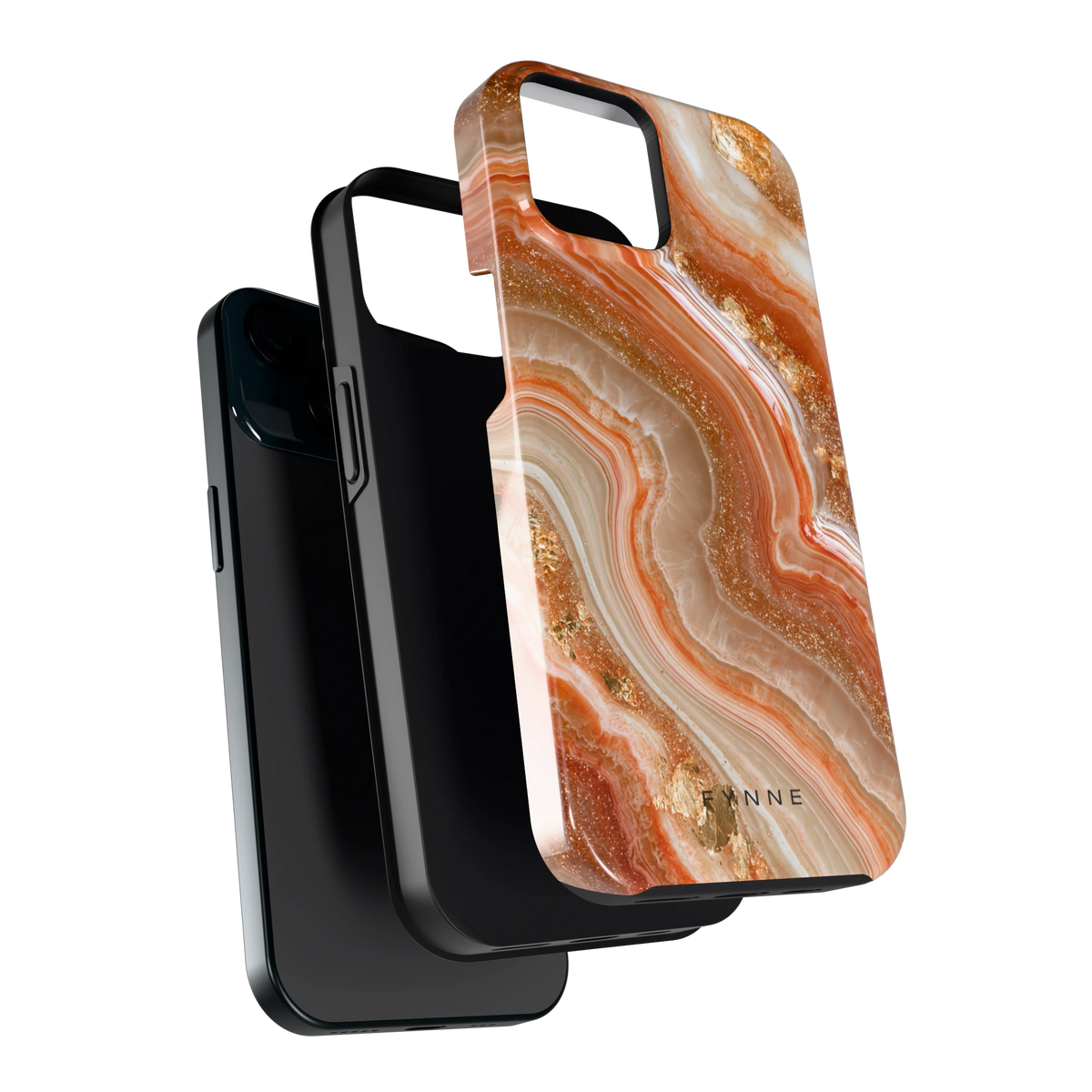 Koperen agaatstroom hoesje voor iPhone 15, los van de telefoon