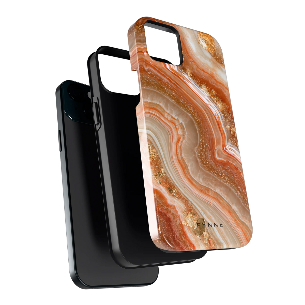 Koperen agaatstroom hoesje voor iPhone 15 Plus, los van de telefoon