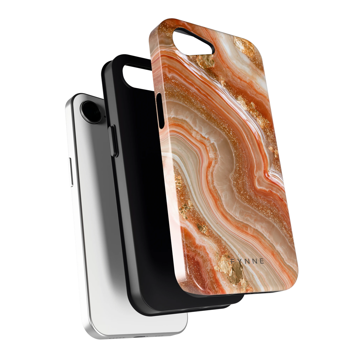 Koperen agaatstroom hoesje voor iPhone 16e, los van de telefoon