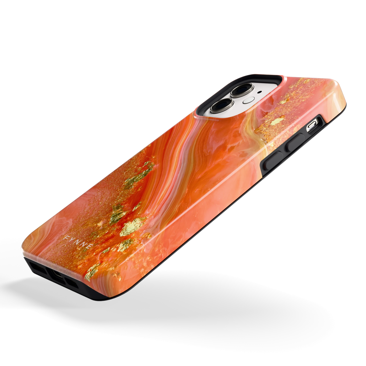 Koraal Agaat Goud hoesje voor iPhone 12, schuin