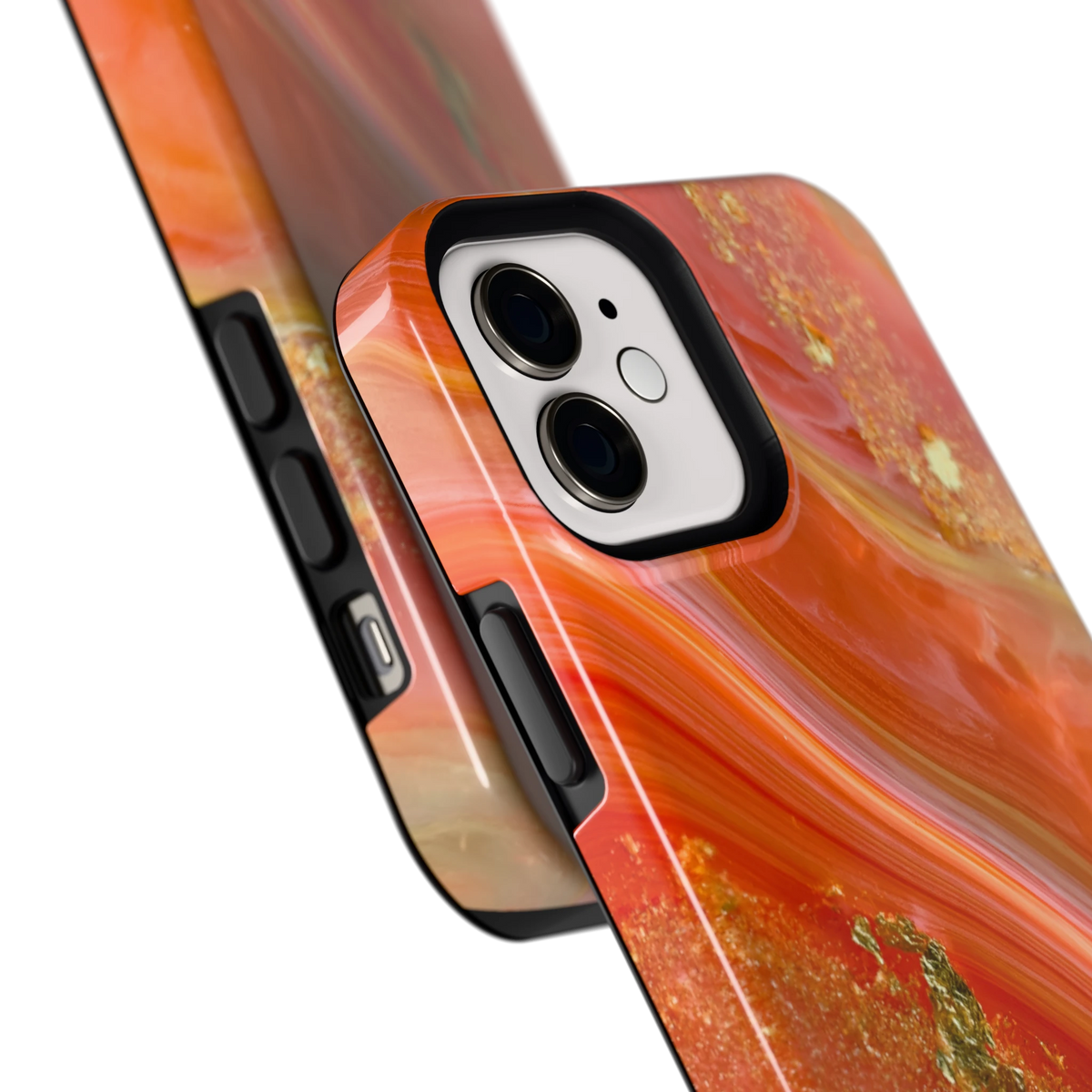 Koraal Agaat Goud hoesje voor iPhone 12, close-up