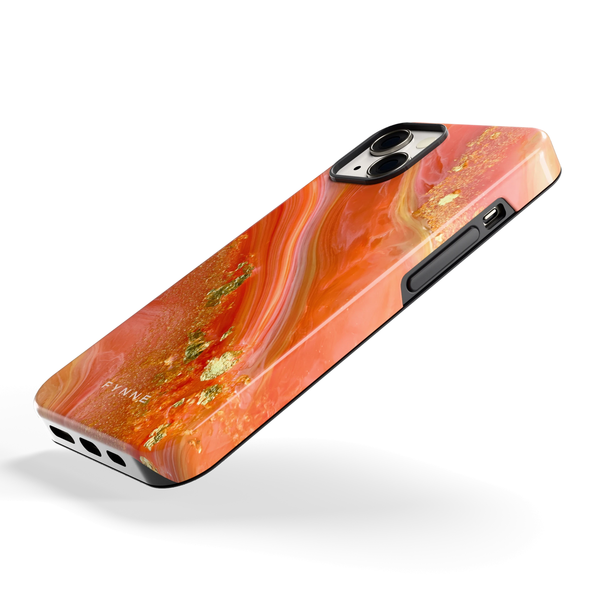 Koraal Agaat Goud hoesje voor iPhone 13, schuin