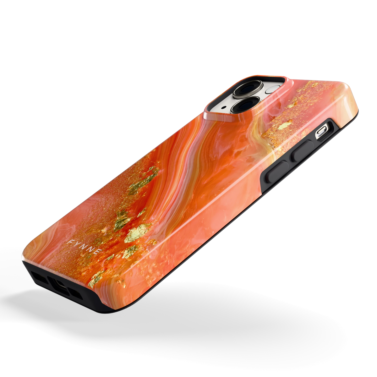 Koraal Agaat Goud hoesje voor iPhone 13 mini, schuin