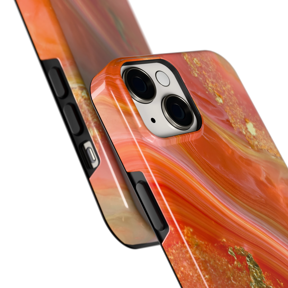 Koraal Agaat Goud hoesje voor iPhone 14, close-up