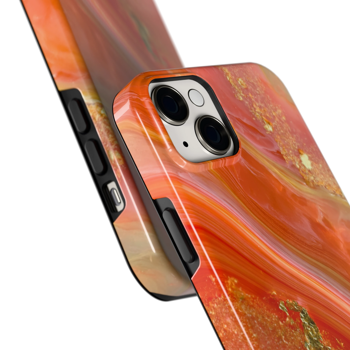 Koraal Agaat Goud hoesje voor iPhone 14 Plus, close-up
