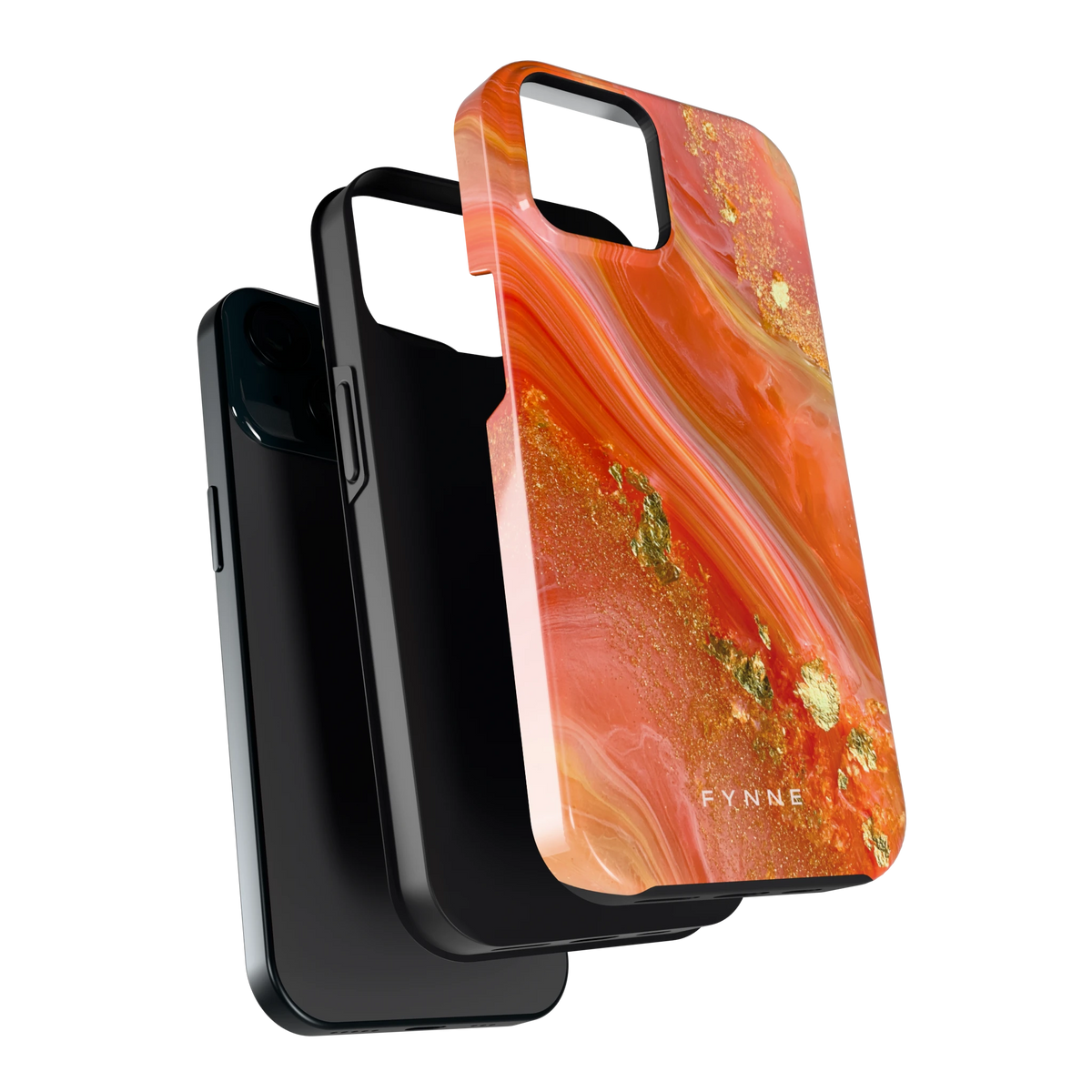 Koraal Agaat Goud hoesje voor iPhone 15, los van de telefoon