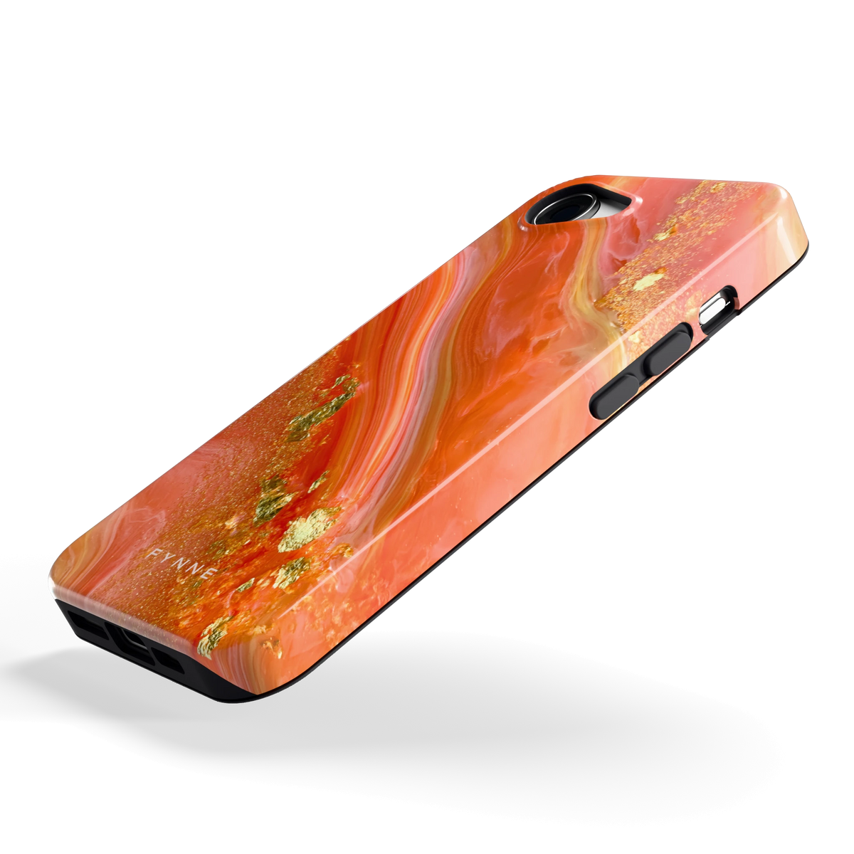 Koraal Agaat Goud hoesje voor iPhone 16e, schuin