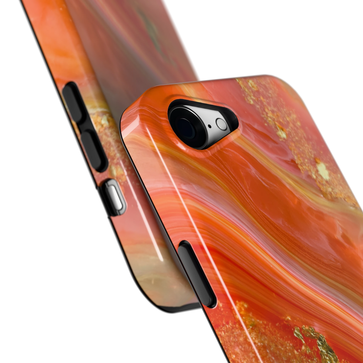 Koraal Agaat Goud hoesje voor iPhone 16e, close-up