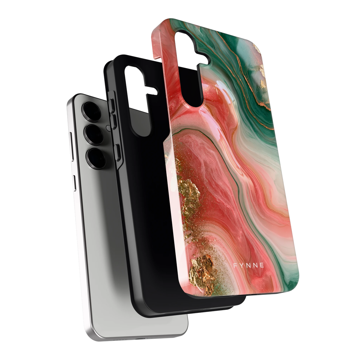 Koraal Jade Marmer hoesje voor Galaxy S24 FE, los van de telefoon