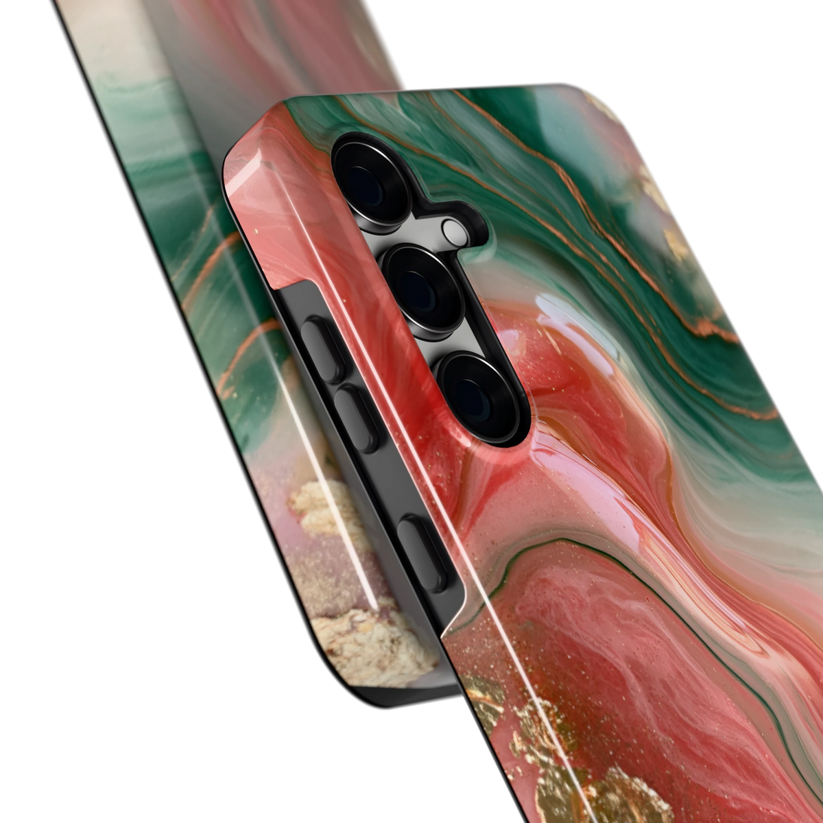 Koraal Jade Marmer hoesje voor Galaxy S24 FE, close-up