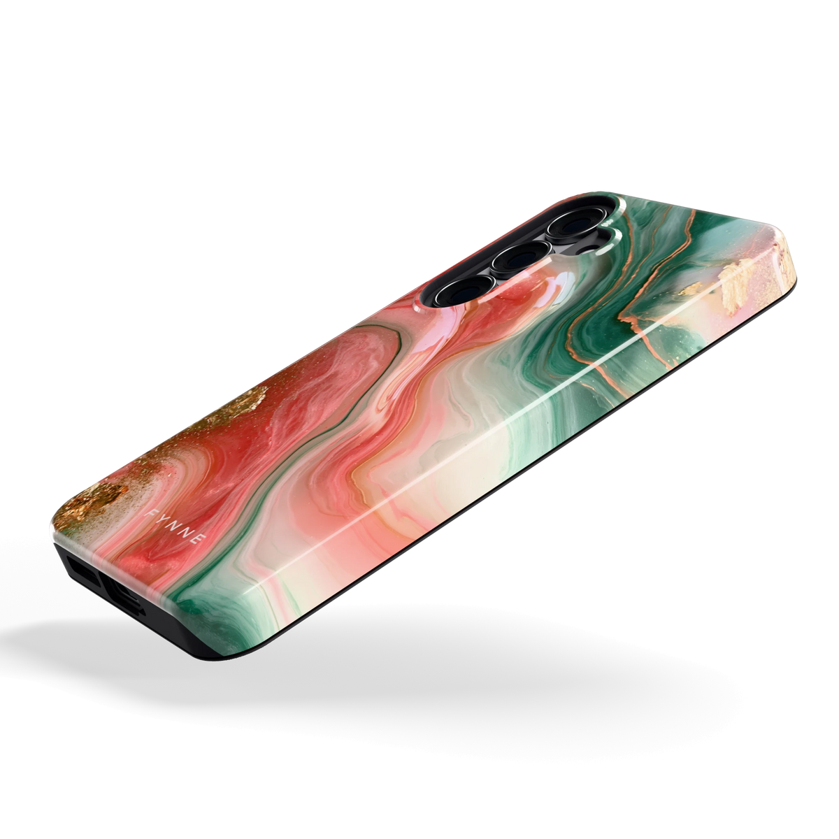 Koraal Jade Marmer hoesje voor Galaxy S25, schuin
