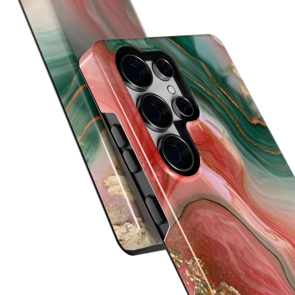 Koraal Jade Marmer hoesje voor Galaxy S25 Ultra, close-up