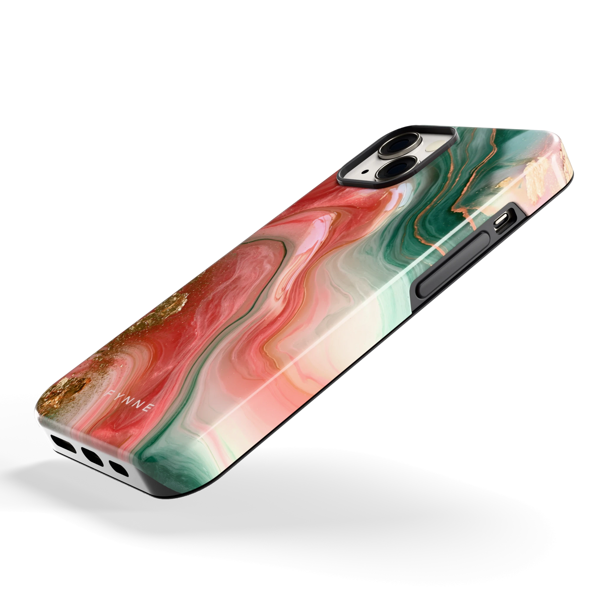Koraal Jade Marmer hoesje voor iPhone 13, schuin