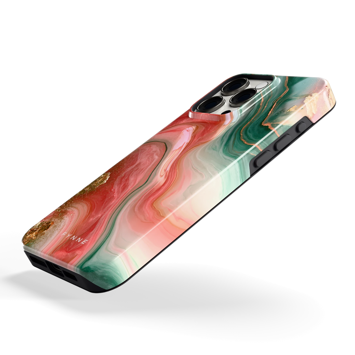 Koraal Jade Marmer hoesje voor iPhone 15 Pro Max, schuin