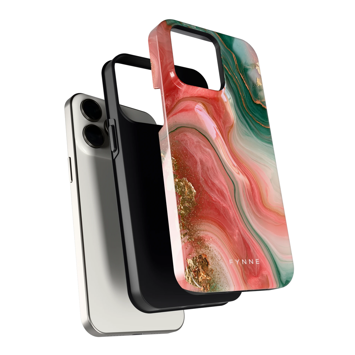 Koraal Jade Marmer hoesje voor iPhone 15 Pro Max, los van de telefoon