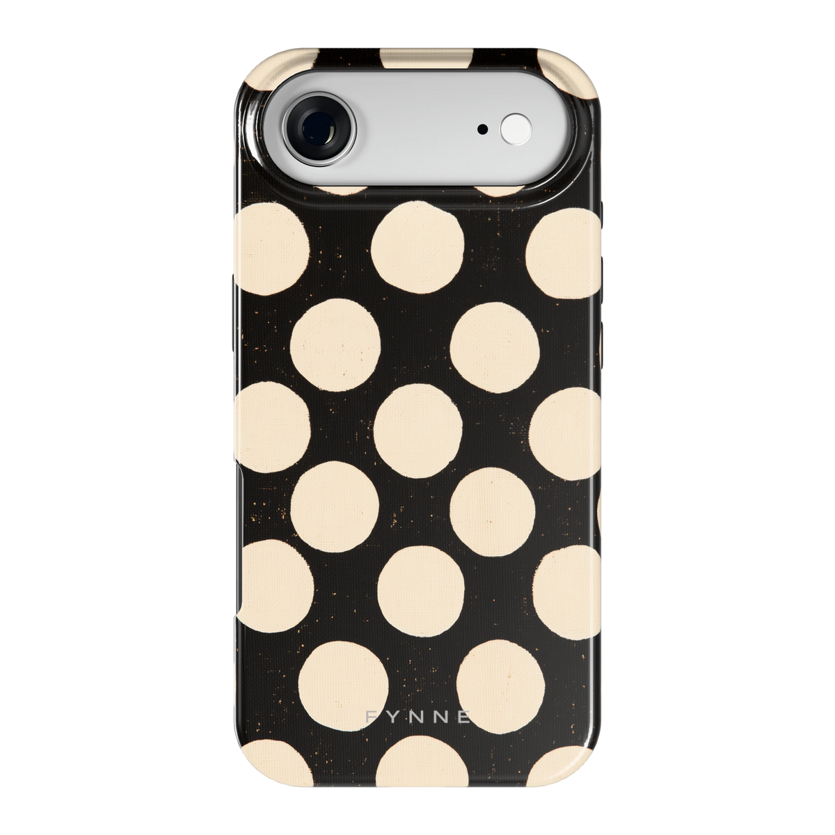 Crème stippen op zwart hoesje voor iPhone Air, achterkant