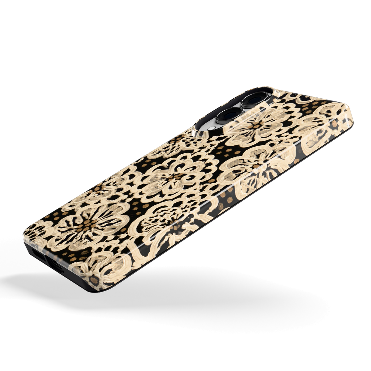 Crème Kantbloemen hoesje voor Galaxy S25 Edge, schuin