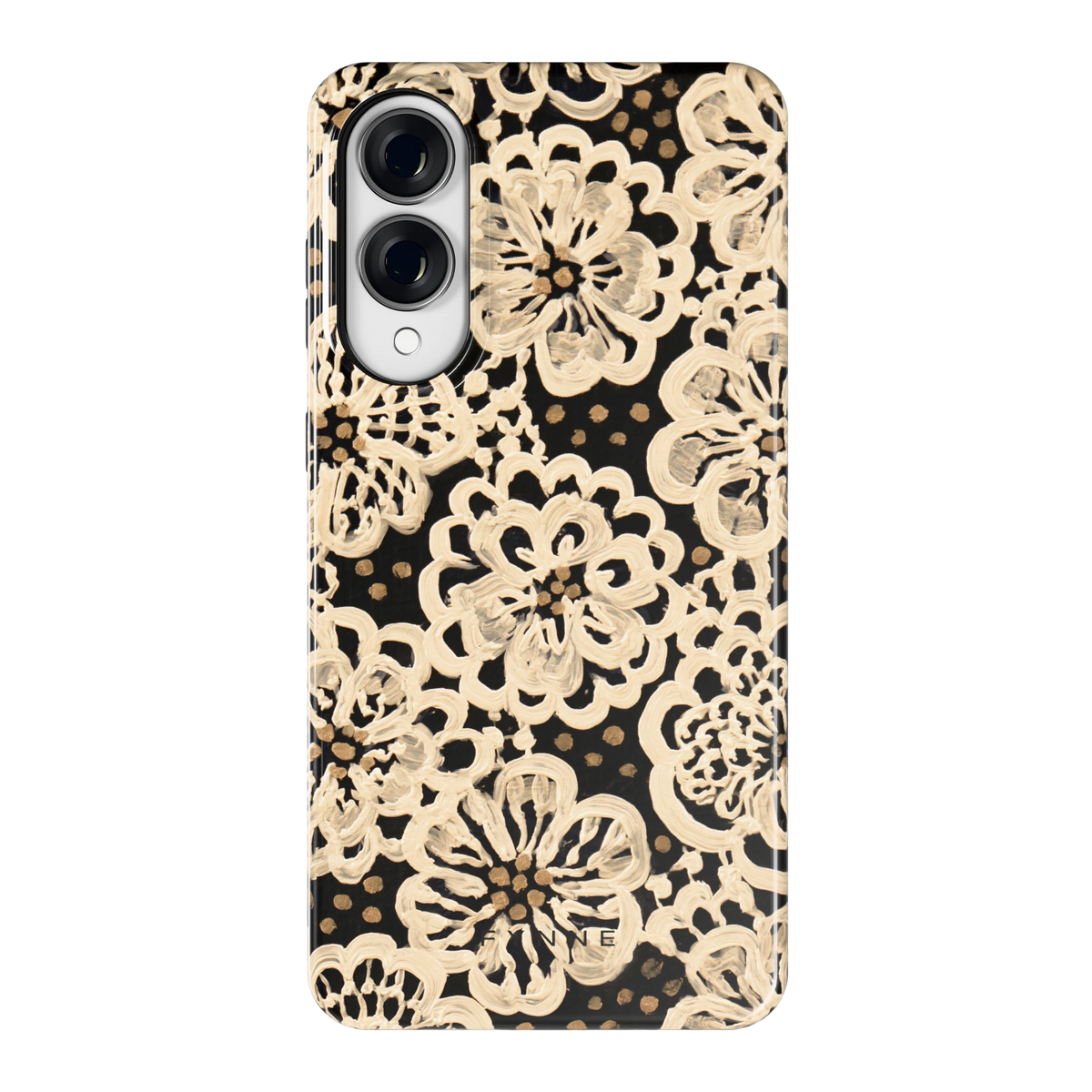 Crème Kantbloemen hoesje voor Galaxy S25 Edge, achterkant