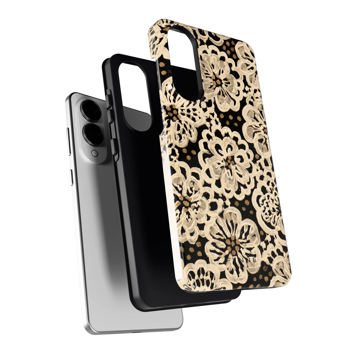 Crème Kantbloemen hoesje voor Galaxy S25 Edge, los van de telefoon