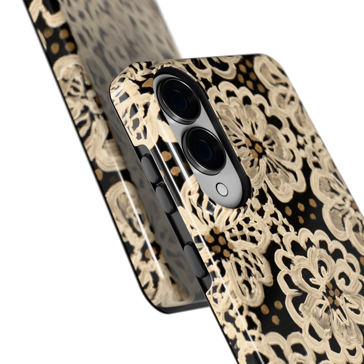 Crème Kantbloemen hoesje voor Galaxy S25 Edge, close-up