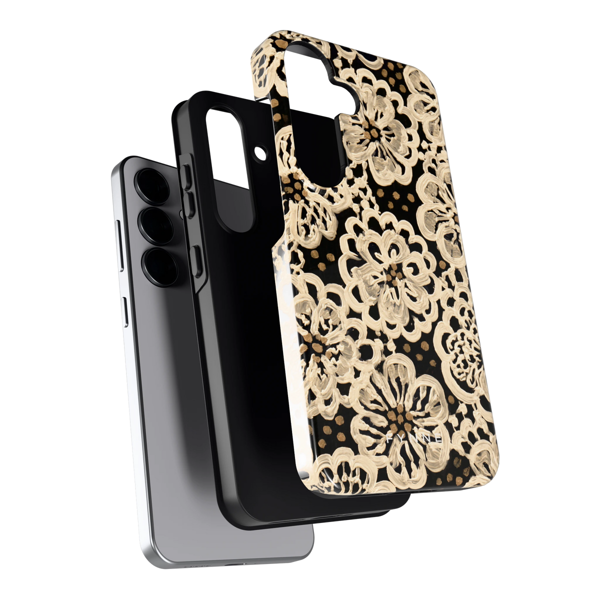 Crème Kantbloemen hoesje voor Galaxy S25, los van de telefoon