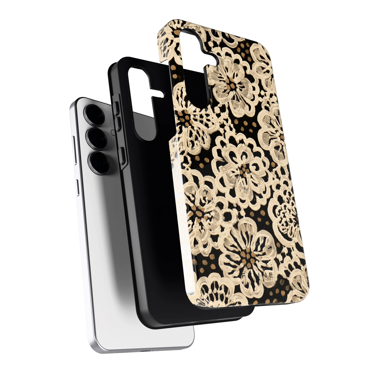 Crème Kantbloemen hoesje voor Galaxy S25 FE, los van de telefoon