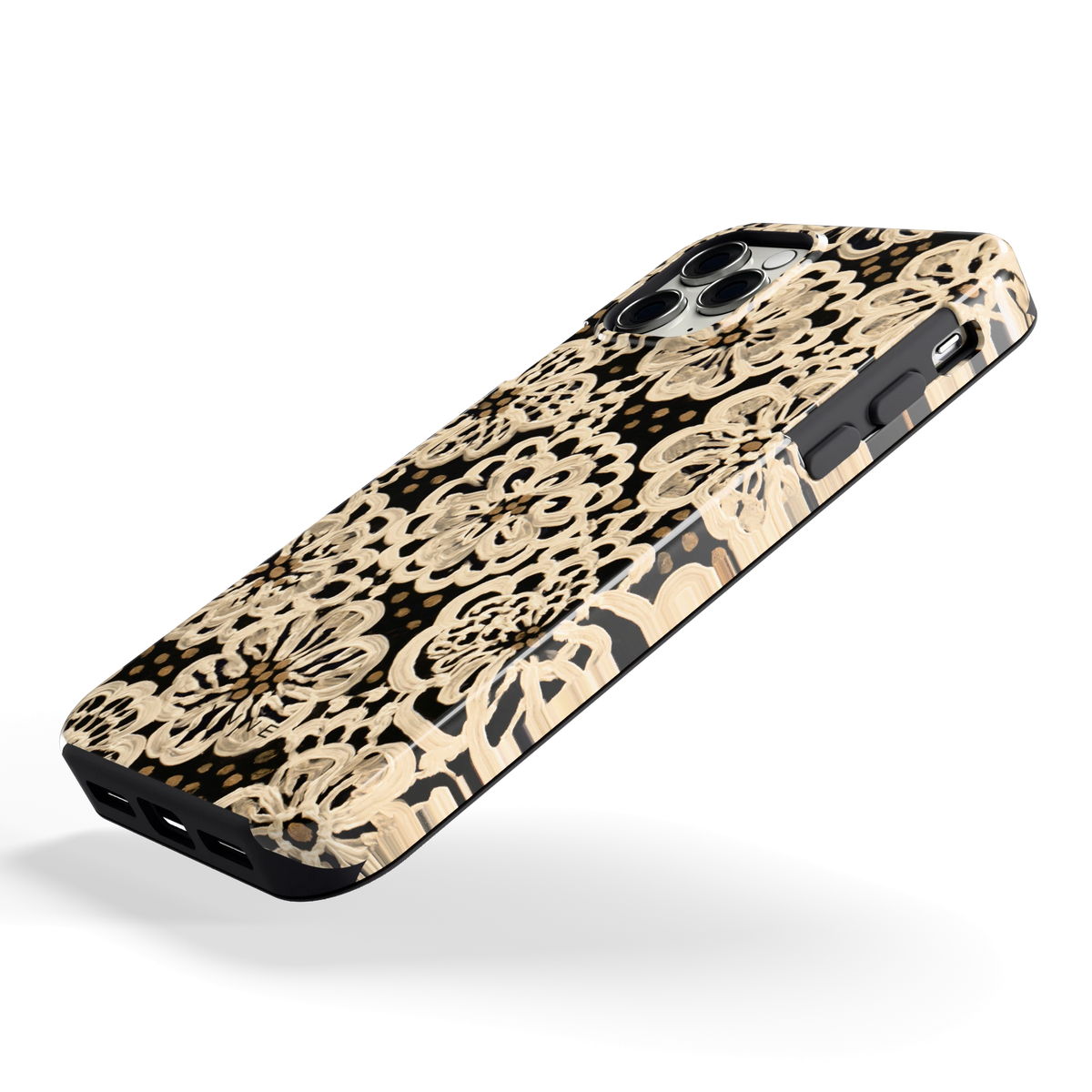 Crème Kantbloemen hoesje voor iPhone 11 Pro, schuin