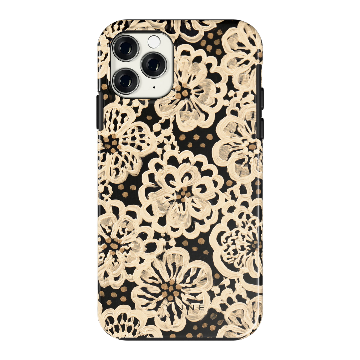 Crème Kantbloemen hoesje voor iPhone 11 Pro, achterkant