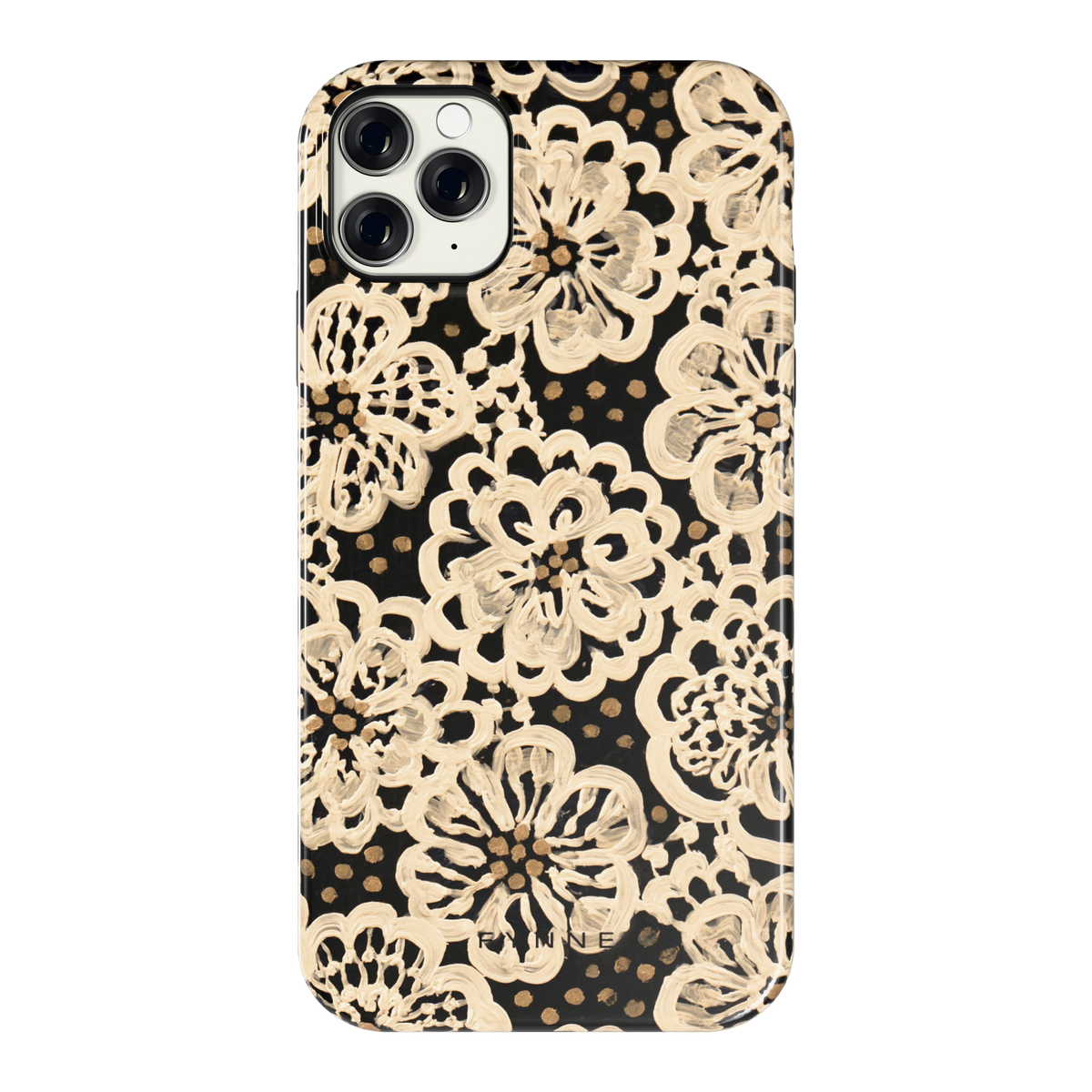 Crème Kantbloemen hoesje voor iPhone 11 Pro Max, achterkant