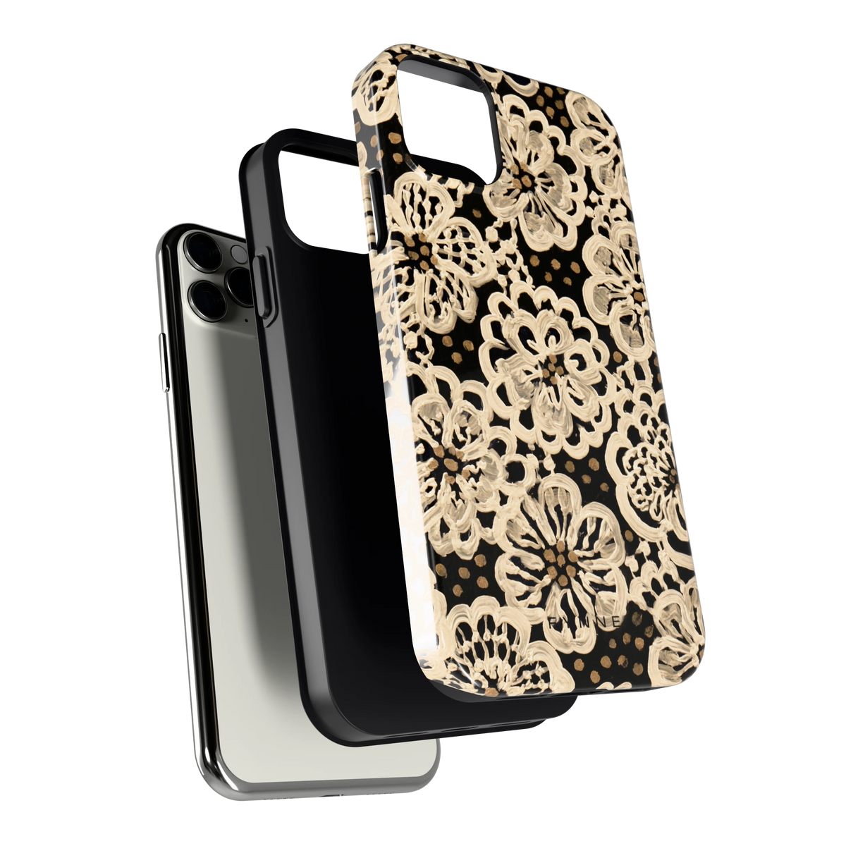 Crème Kantbloemen hoesje voor iPhone 11 Pro Max, los van de telefoon