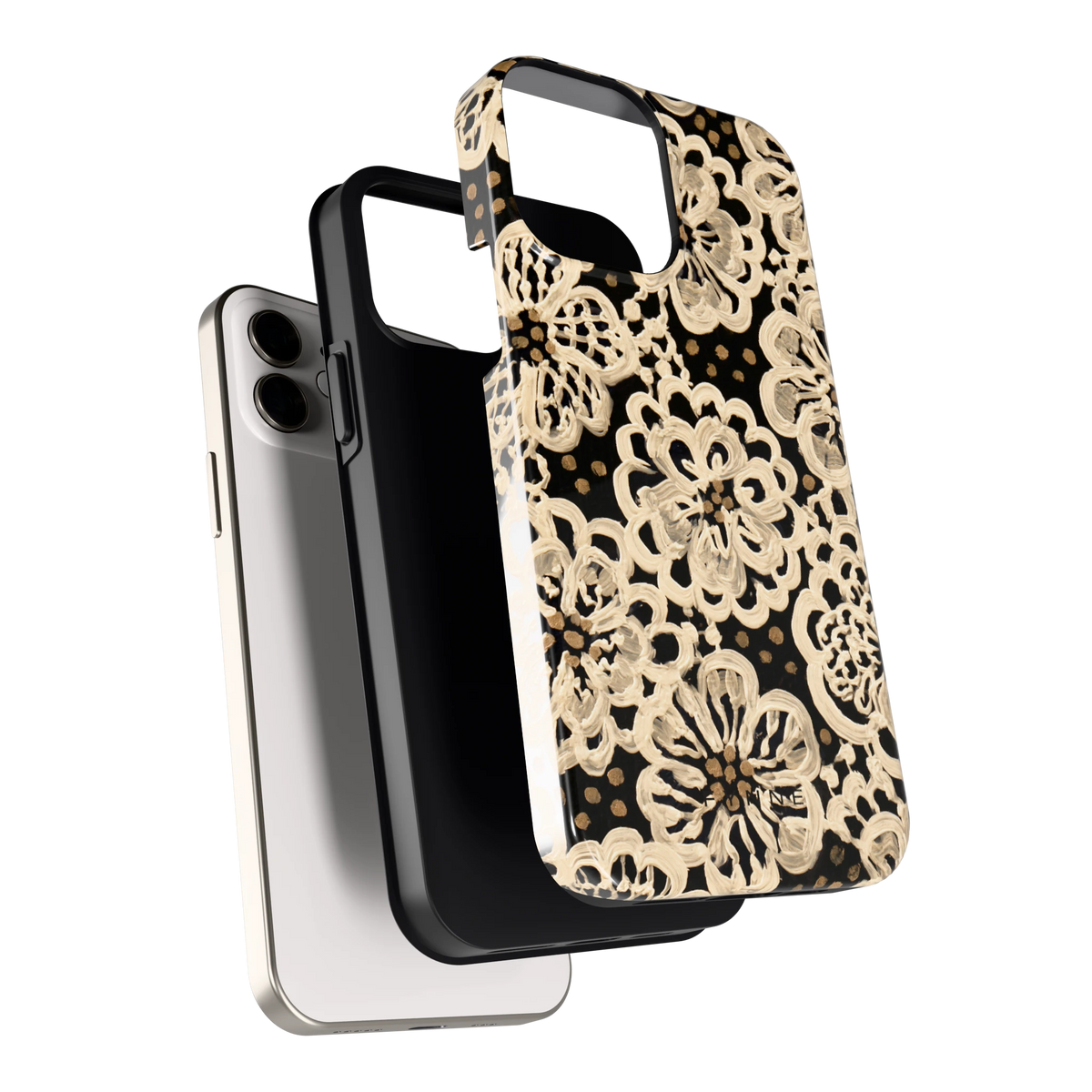 Crème Kantbloemen hoesje voor iPhone 12, los van de telefoon