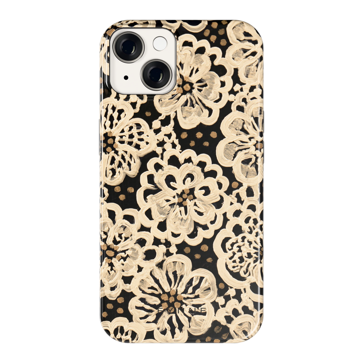 Crème Kantbloemen hoesje voor iPhone 14, achterkant