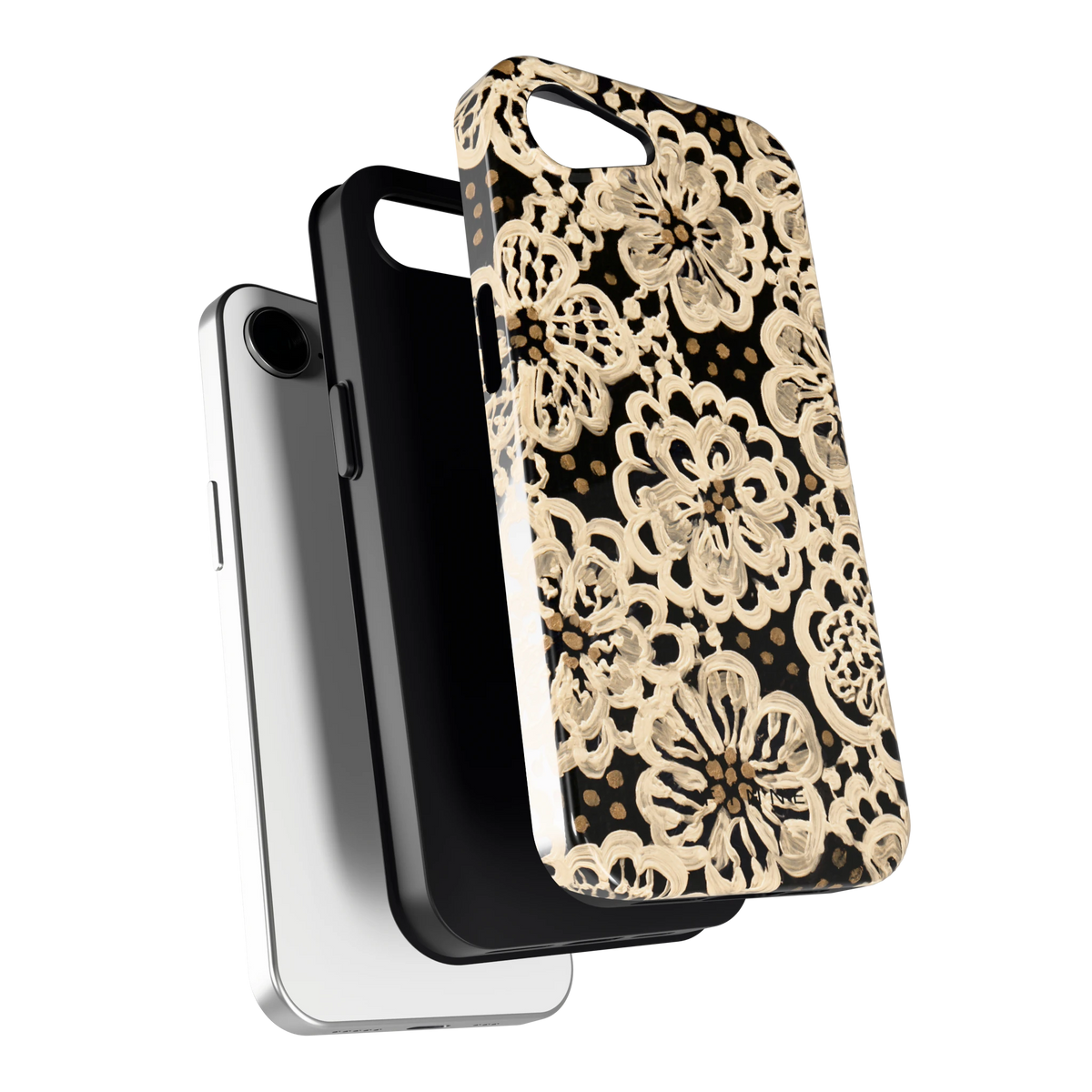 Crème Kantbloemen hoesje voor iPhone 16e, los van de telefoon