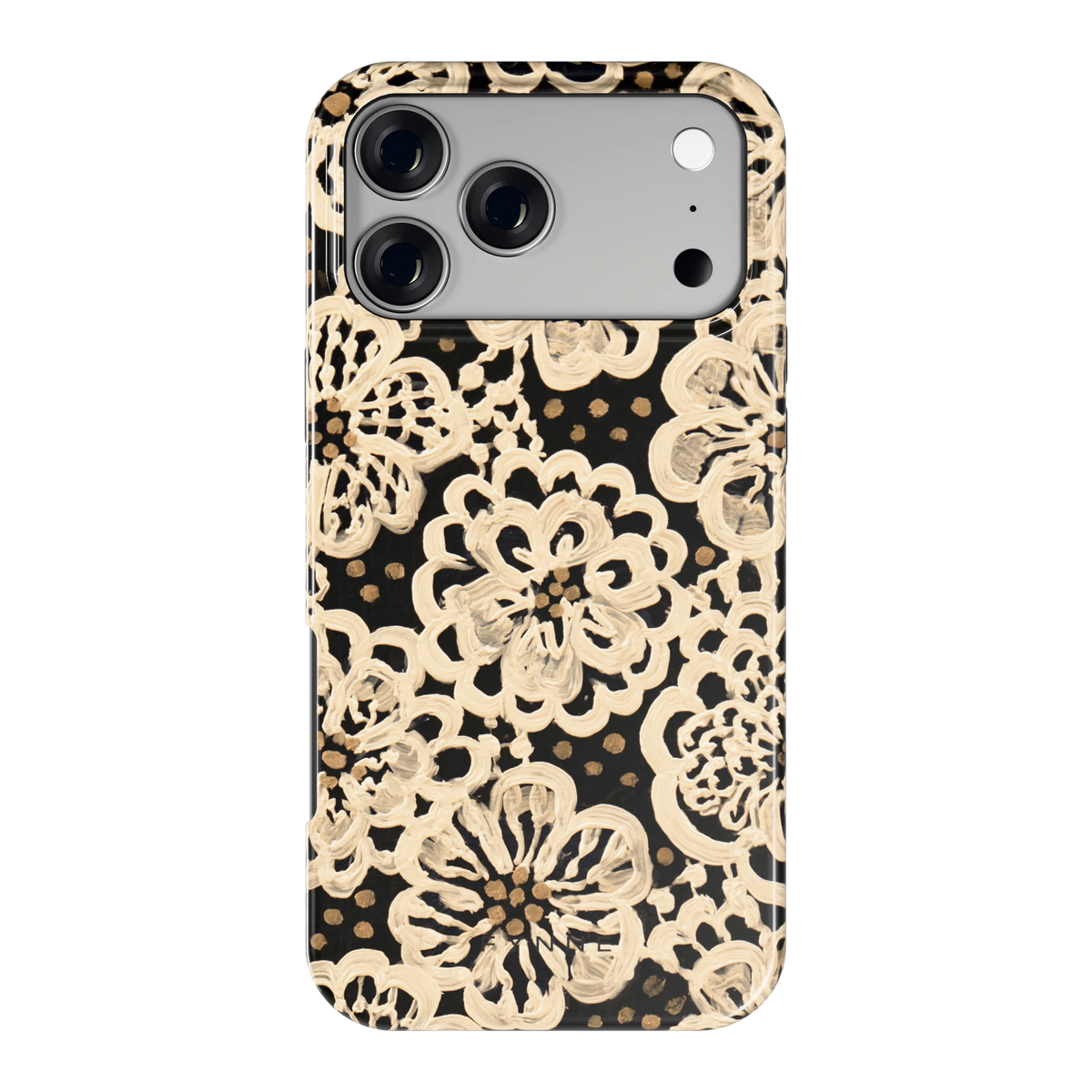Crème Kantbloemen hoesje voor iPhone 17 Pro Max, achterkant