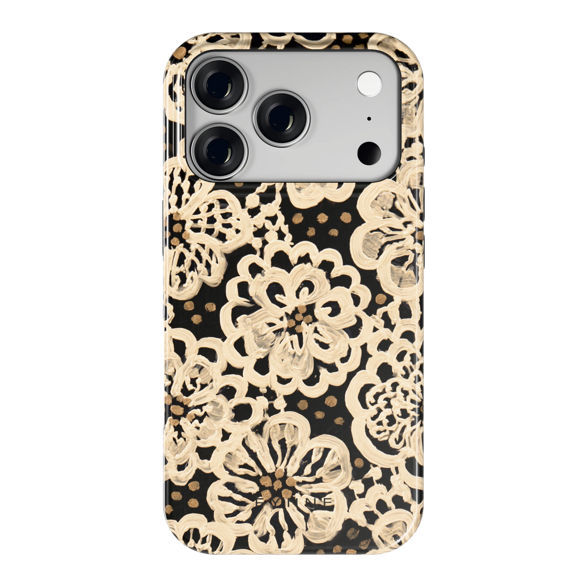 Crème Kantbloemen hoesje voor iPhone 18 Pro, achterkant