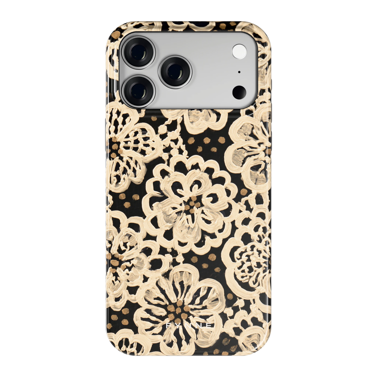Crème Kantbloemen hoesje voor iPhone 18 Pro Max, achterkant