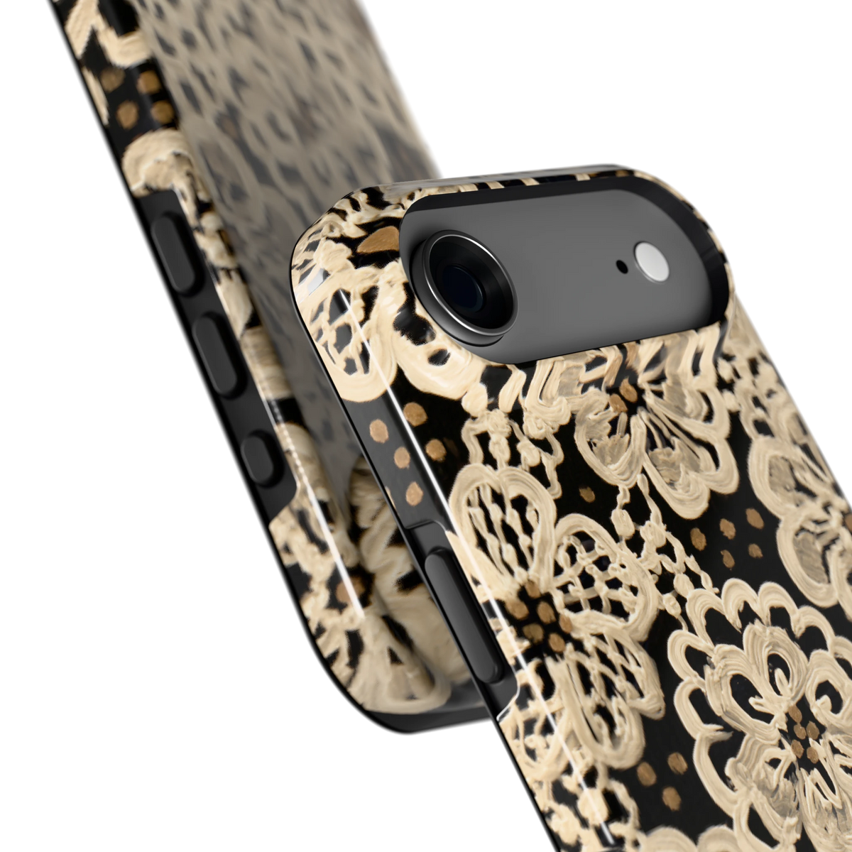 Crème Kantbloemen hoesje voor iPhone Air, close-up